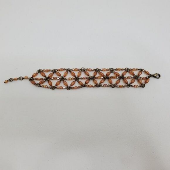 Unbranded Jewelry - Beaded Bracelet Orange Brown Geometric Chain Geome